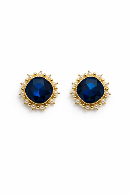 Midnight Pearl Halo Stud Earrings