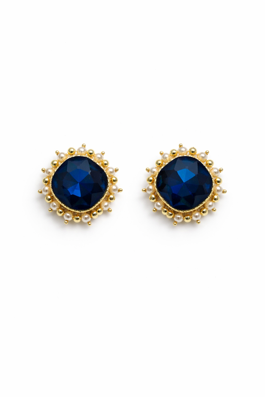 Midnight Pearl Halo Stud Earrings