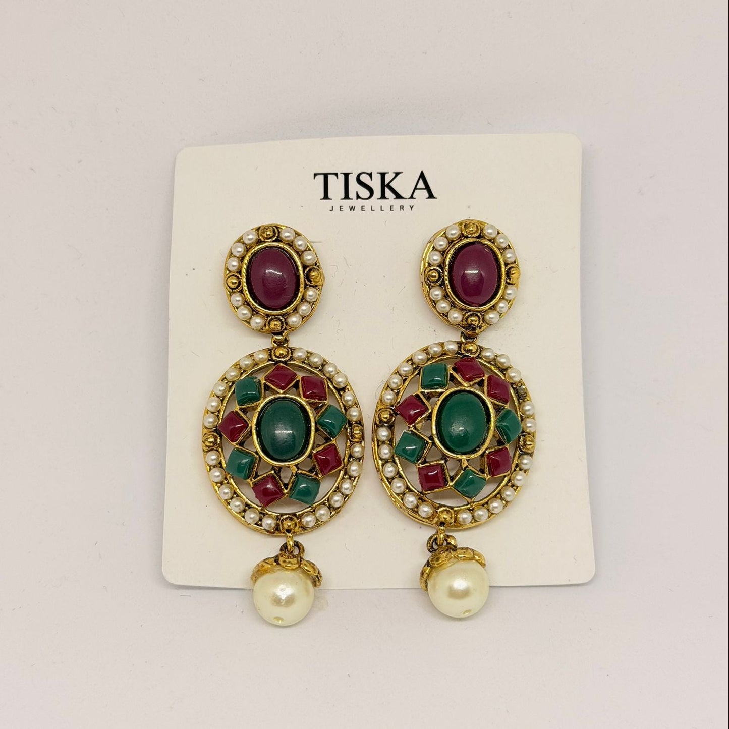 Rajwada Pearl Kundan Statement Earrings