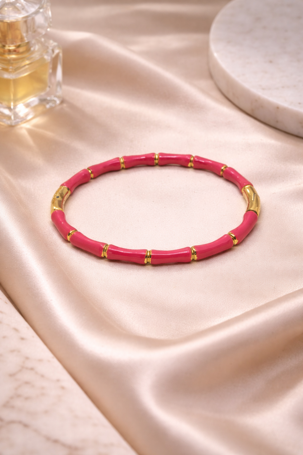 Pink Bamboo Link Bracelet