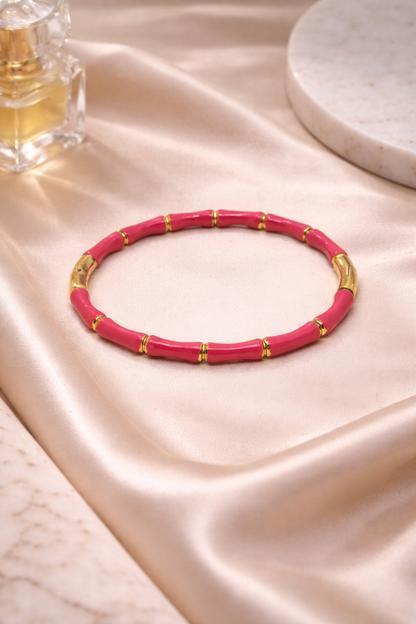 Pink Bamboo Link Bracelet