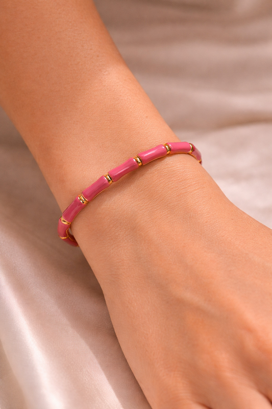 Pink Bamboo Link Bracelet