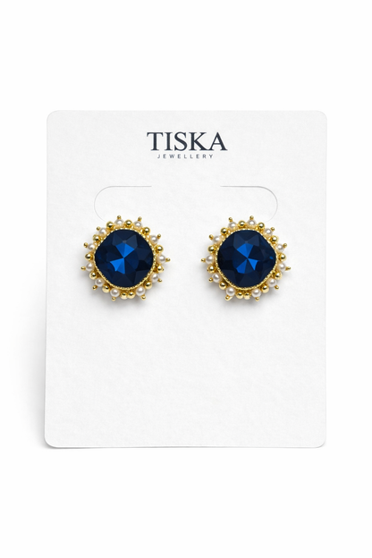 Midnight Pearl Halo Stud Earrings