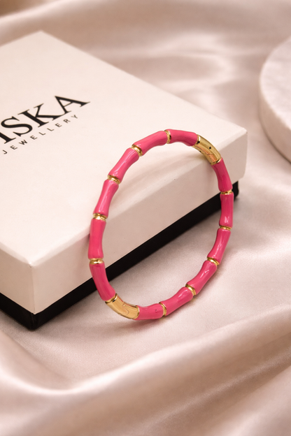 Pink Bamboo Link Bracelet