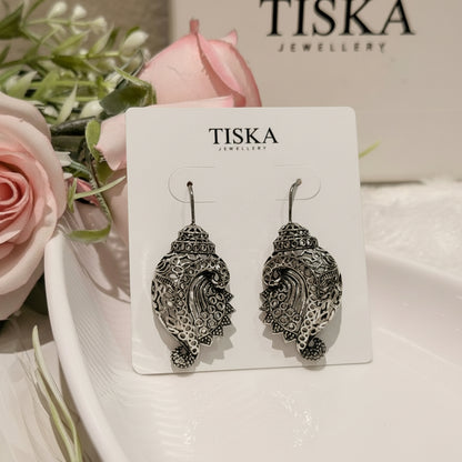 Oxidised Conch Shell Statement Earrings