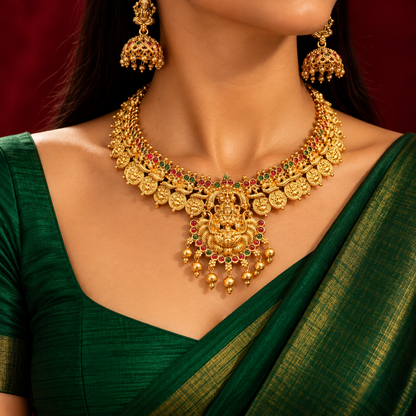 Rajyalakshmi Premium Matte Finish Necklace Set