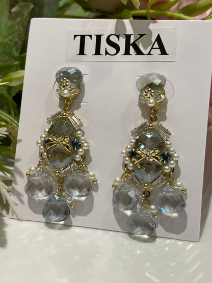 Crystal Pearl Statement Drop Earrings