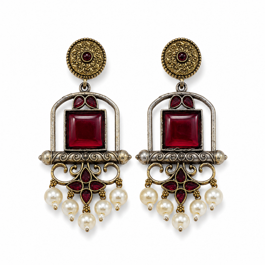 Royal Ruby Pearl Heritage Earrings