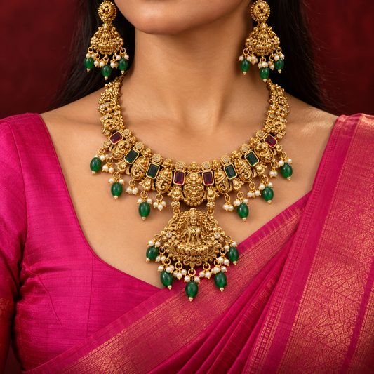 Vaidehi Premium Lakshmi Necklace Set