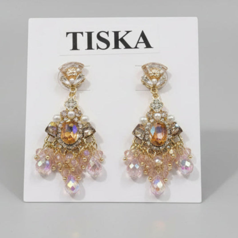 Blush Crystal Chandelier Earrings