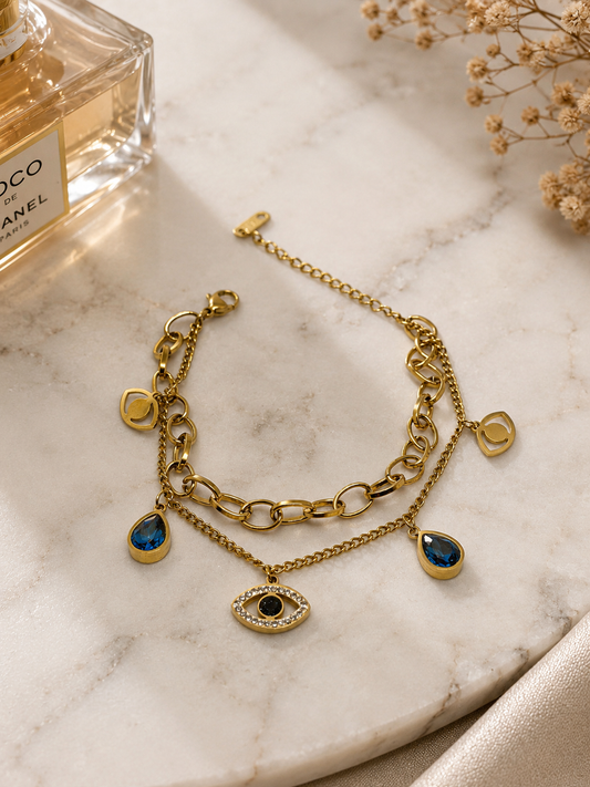 Evil Eye Charm Layered Bracelet