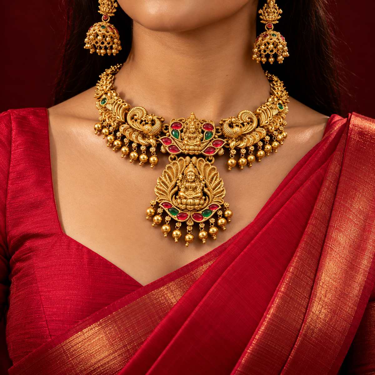 Shriya Premium Lakshmi Temple Necklace Set