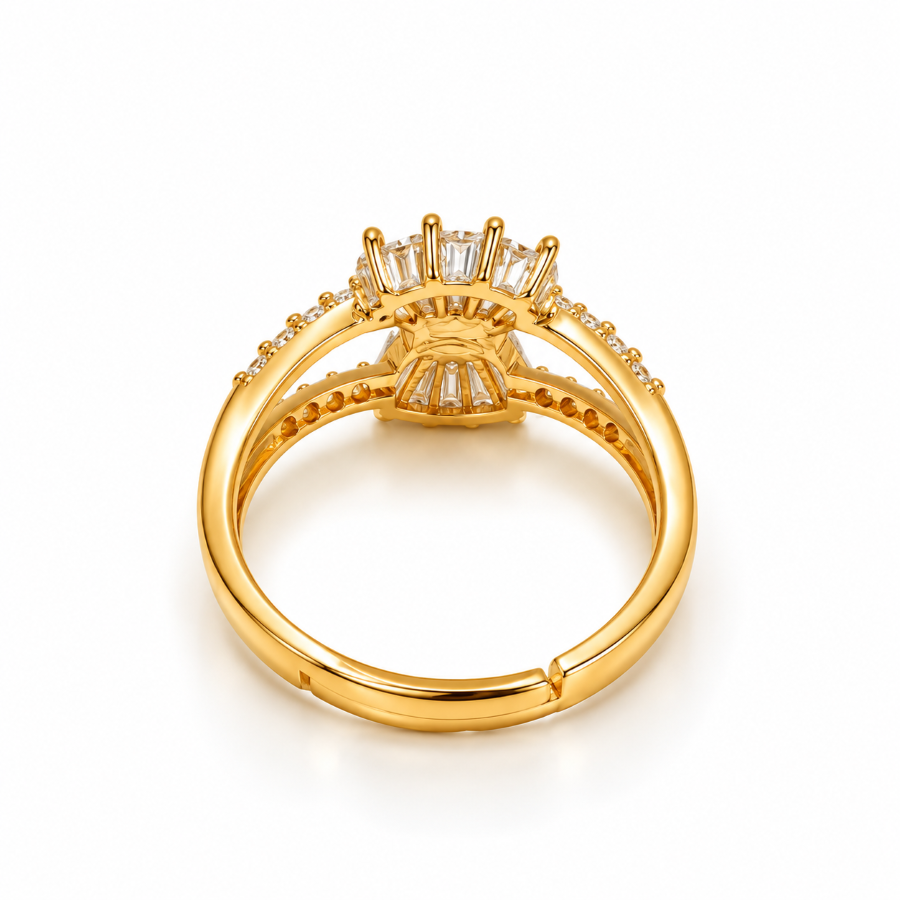 Celeste Gold Crystal Bow Ring