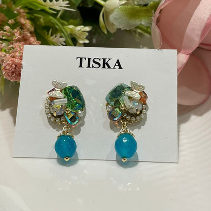 Emerald Crystal Drop Statement Earrings