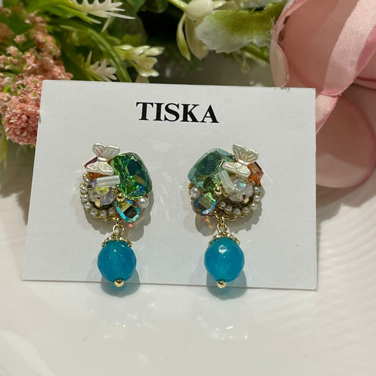 Emerald Crystal Drop Statement Earrings