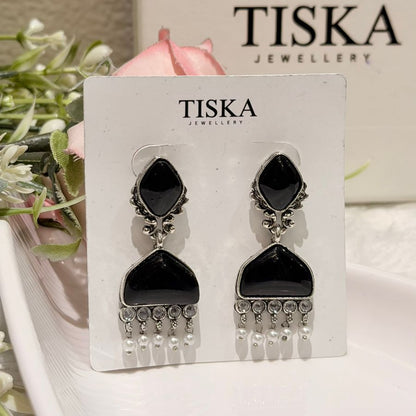Noir Pearl Statement Drop Earrings