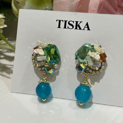 Emerald Crystal Drop Statement Earrings