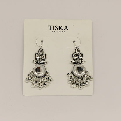 Aarzoo Mirror Charm Oxidised Earrings