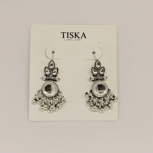 Aarzoo Mirror Charm Oxidised Earrings