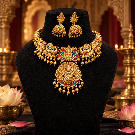 Shriya Premium Lakshmi Temple Necklace Set