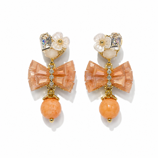 Crystal Bow Drop Earrings