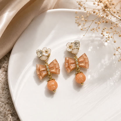 Crystal Bow Drop Earrings