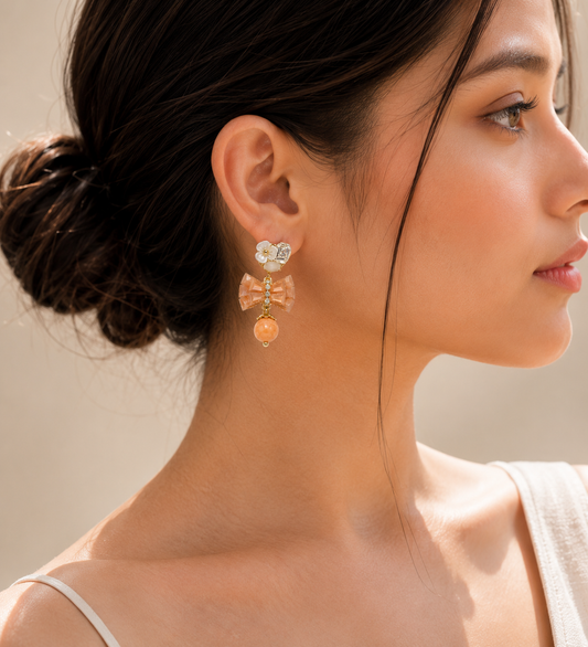 Crystal Bow Drop Earrings