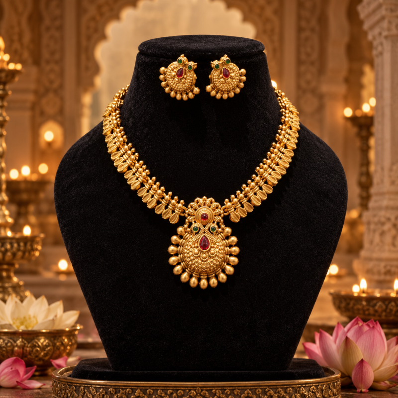 Mayurika Premium Matte Finish Necklace Set