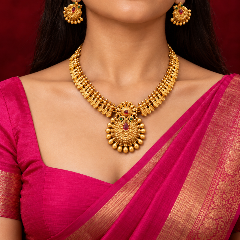 Mayurika Premium Matte Finish Necklace Set