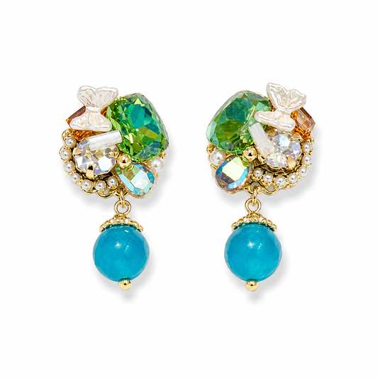 Emerald Crystal Drop Statement Earrings