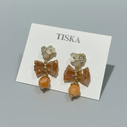 Crystal Bow Drop Earrings