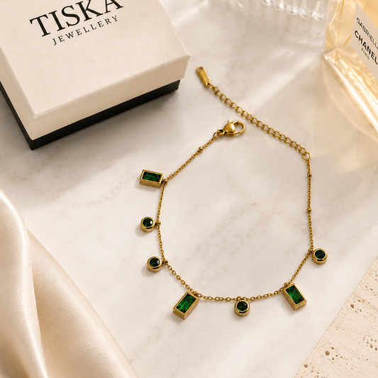 Emerald Charm Chain Bracelet