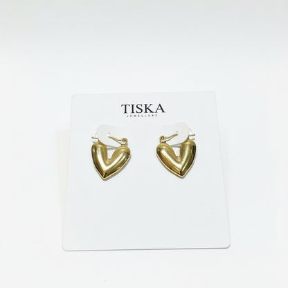 Golden Heart Hoop Earrings  (Anti tarnish)
