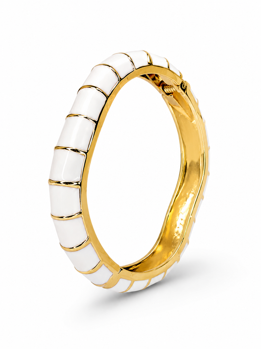 Ivory Luxe Enamel Bangle (White)