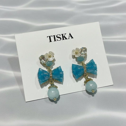 Crystal Bow Drop Earrings