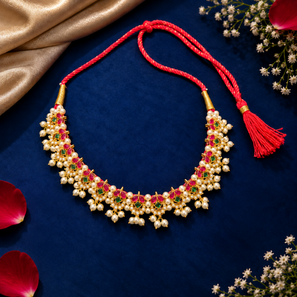 Ruhani Premium Kundan Pearl Necklace Set