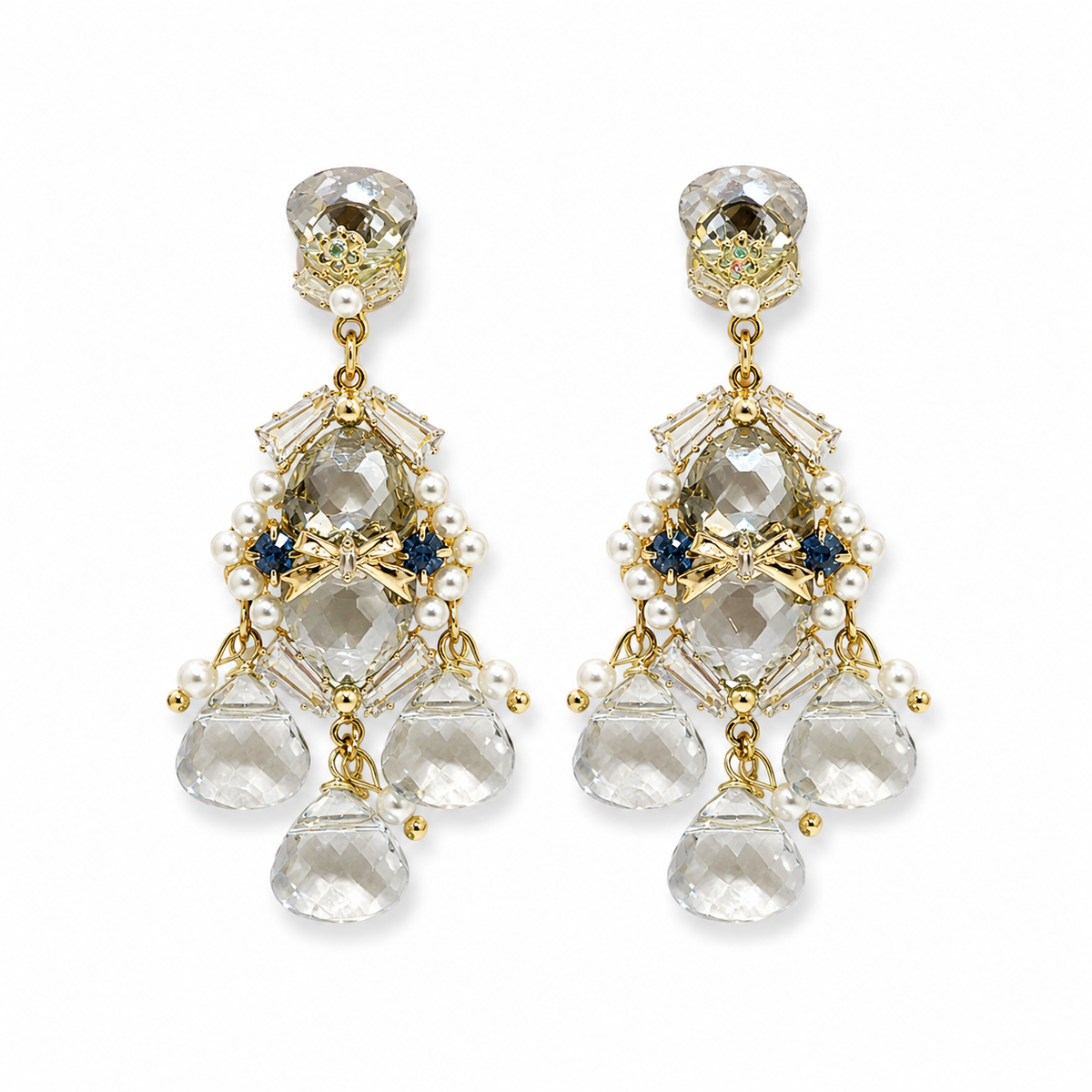 Crystal Pearl Statement Drop Earrings