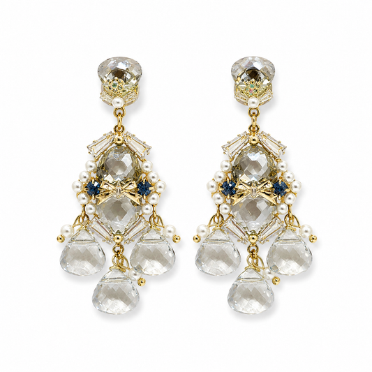 Crystal Pearl Statement Drop Earrings