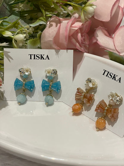 Crystal Bow Drop Earrings