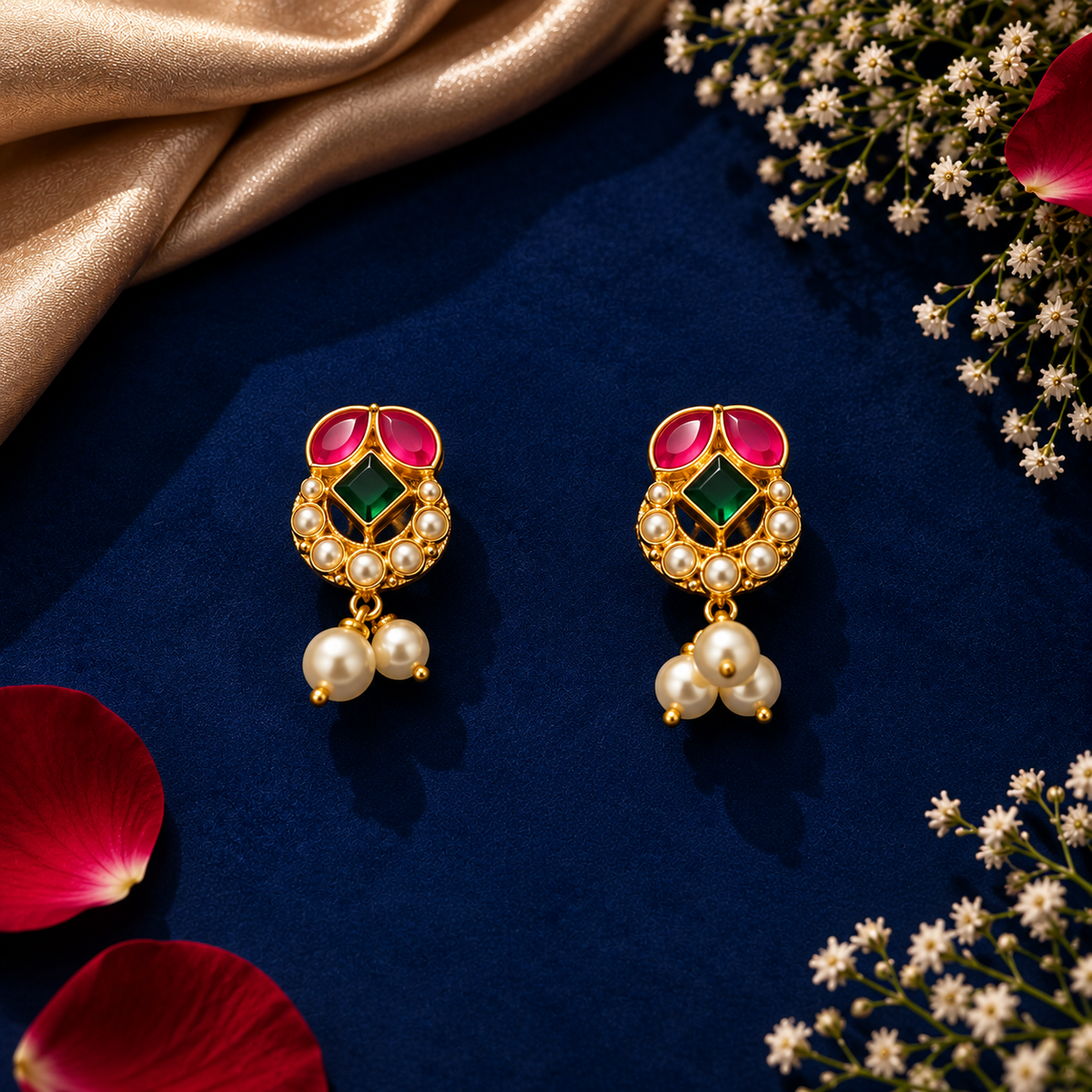 Ruhani Premium Kundan Pearl Necklace Set