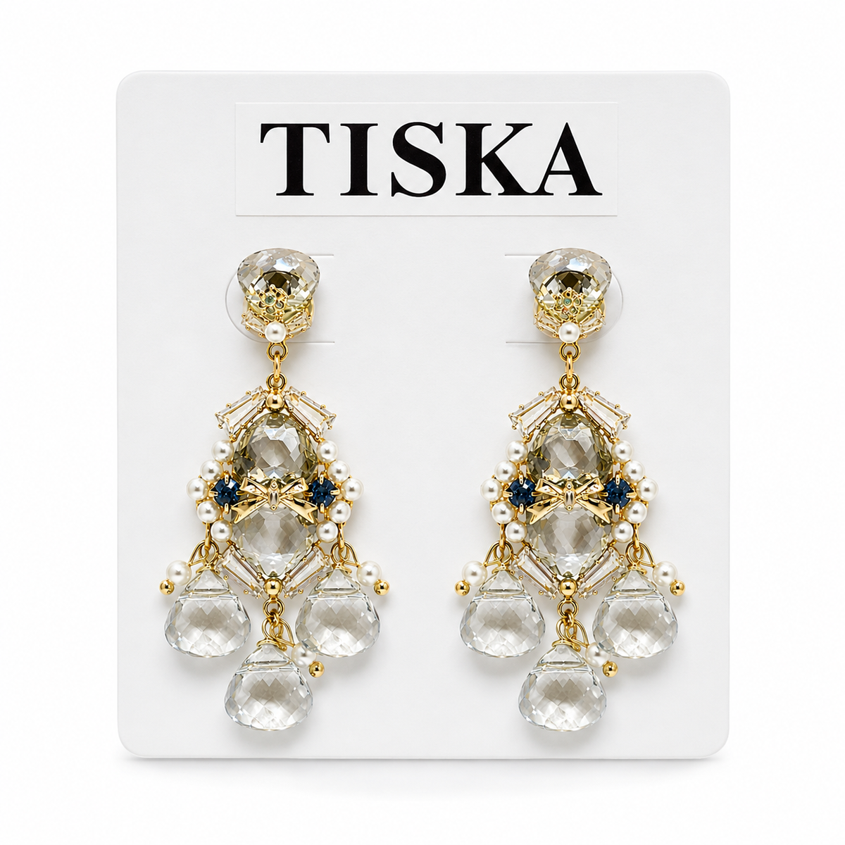Crystal Pearl Statement Drop Earrings