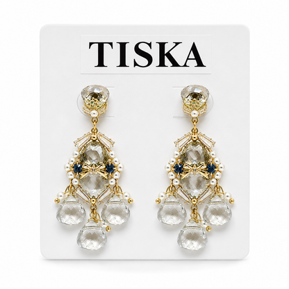 Crystal Pearl Statement Drop Earrings