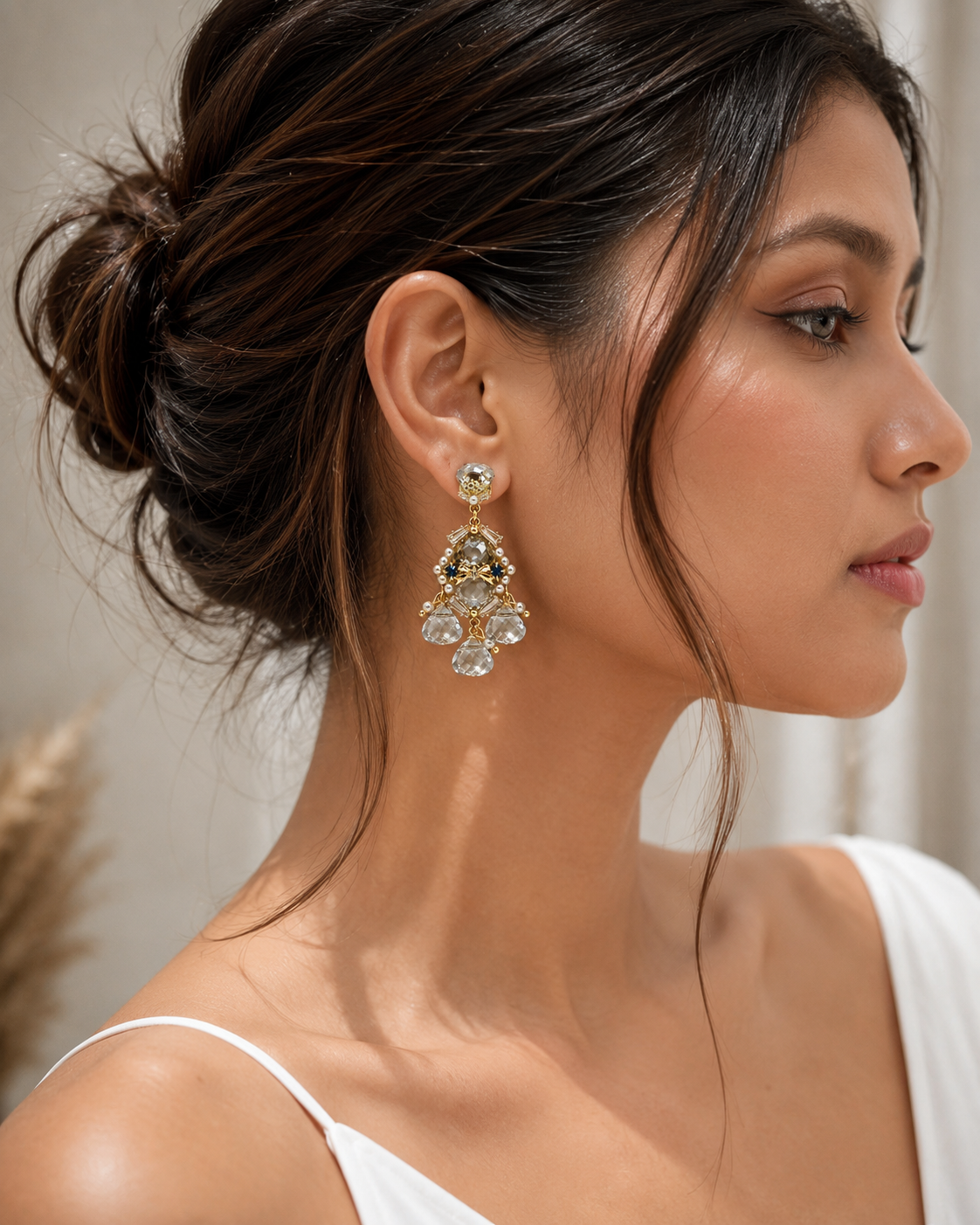 Crystal Pearl Statement Drop Earrings