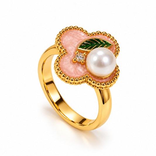Rosalie Pearl Clover Ring
