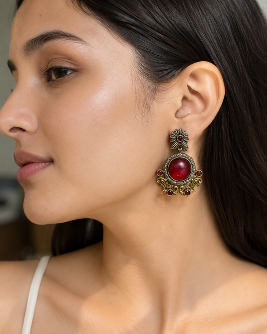 Regal Round Ruby Earrings