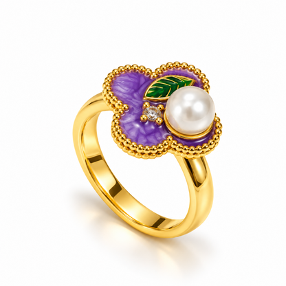 Rosalie Pearl Clover Ring
