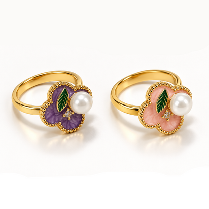 Rosalie Pearl Clover Ring