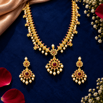 Aaradhya Premium Pearl Haar Necklace Set