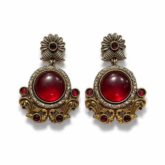Regal Round Ruby Earrings