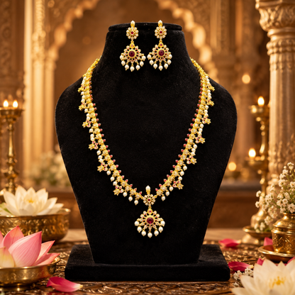 Aaradhya Premium Pearl Haar Necklace Set